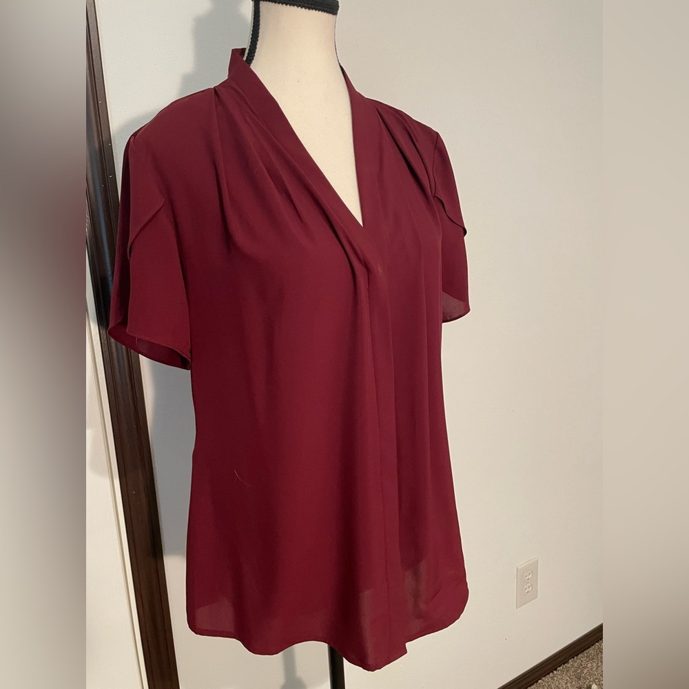 Calvin Klein Red Short Sleeve Relaxed Blouse